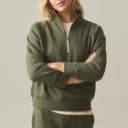 American Giant Midweight Sweatshirt Womens S Olive Fleece Half Zip Raglan Sleeve