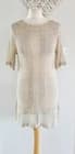 Stunning Wallis  Beige Gold Shimmer Chochet Knit Beach Cover Up Dress Size M 12