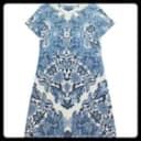 WHBM Shift Dress Womens Medium Blue Ivory Paisley Short Sleeve