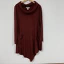 Seventh Avenue Burgundy Long-Sleeve Knit Shift Women's Size L Dress with Pockets