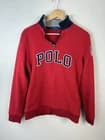 Polo Ralph Lauren Logo Fleece Hoodie Sz Youth XL 18-20 Red Quarter Zip Flag