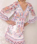 NEW HALE BOB berenice chiffon v-neck dress in pink