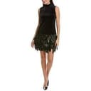 Tyler Böe Womens Colette Feather Hem Velvet Dress, Black