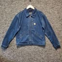 Carhartt Flannel Lined Denim Detroit Jacket Womens Medium Blue Rugged Flex Work