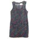 Kate Spade Women's Metallic Black Tweed Sleeveless Round Neck Shift Dress Sz 10