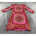Laundry by Shelli Segal Pink Medallion Print Boho Shift Dress 3/4 Sleeve Size 6