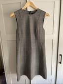 Theory Black & White Glen Plaid Sleeveless Shift Dress