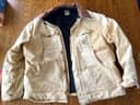 Carhartt Detroit Jacket Beige Canvas Lined Full Zip Work Jacket xl