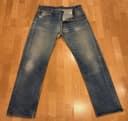 Levis 501XX Jeans Mens 38x36 Blue Denim Pants Button Fly Distressed Faded PATCH